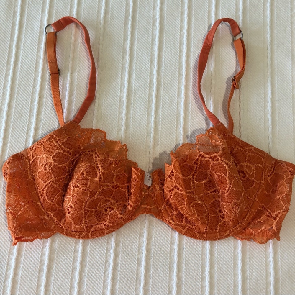 VS Orange Lace Push-up Bra